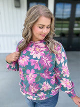 Happy Blossoms Top - Teal