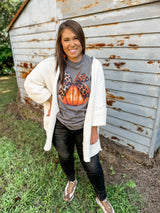 Bow Pumpkin Graphic Tee - Charcoal