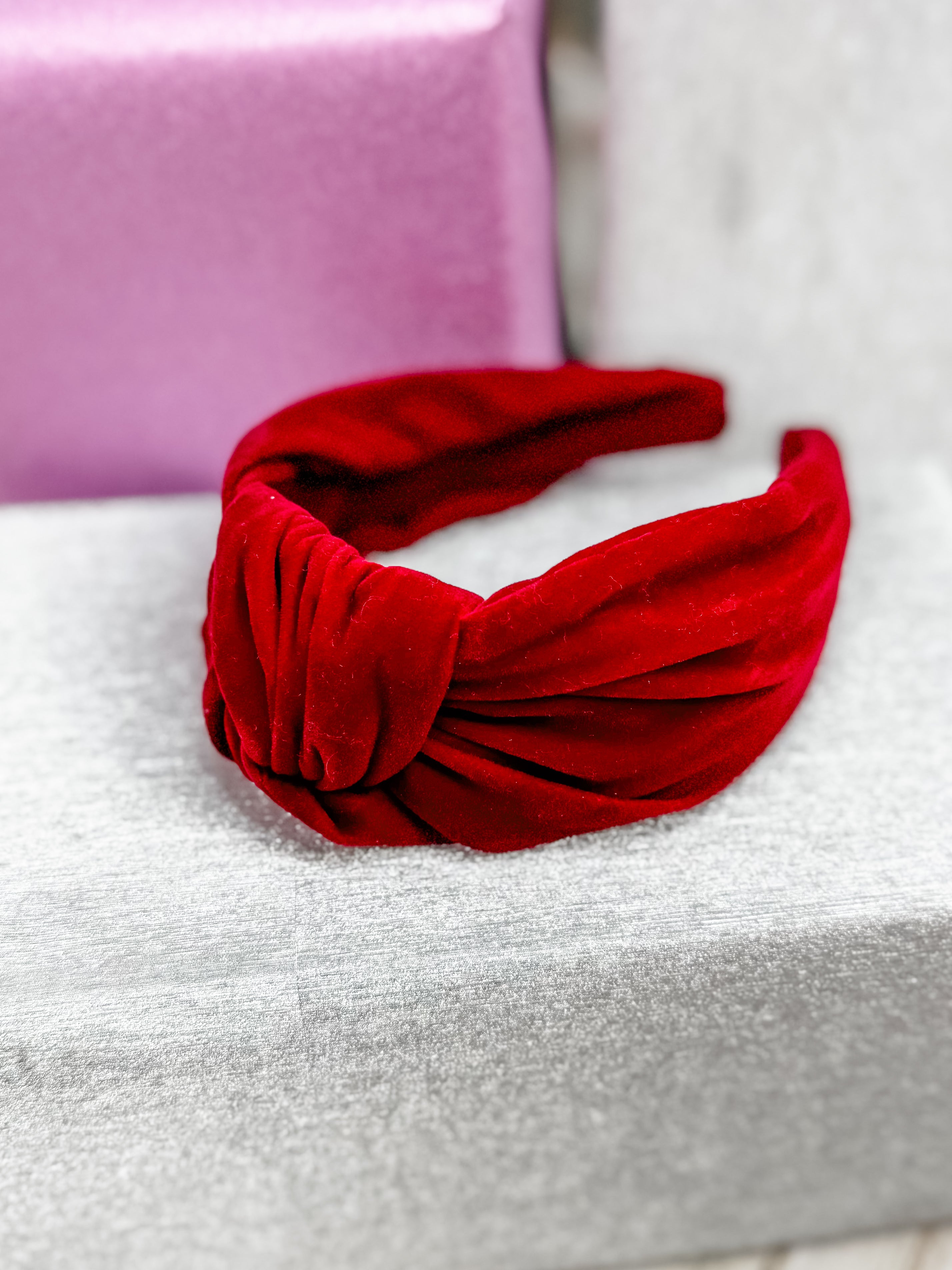 Velvet Knot Headband - Red