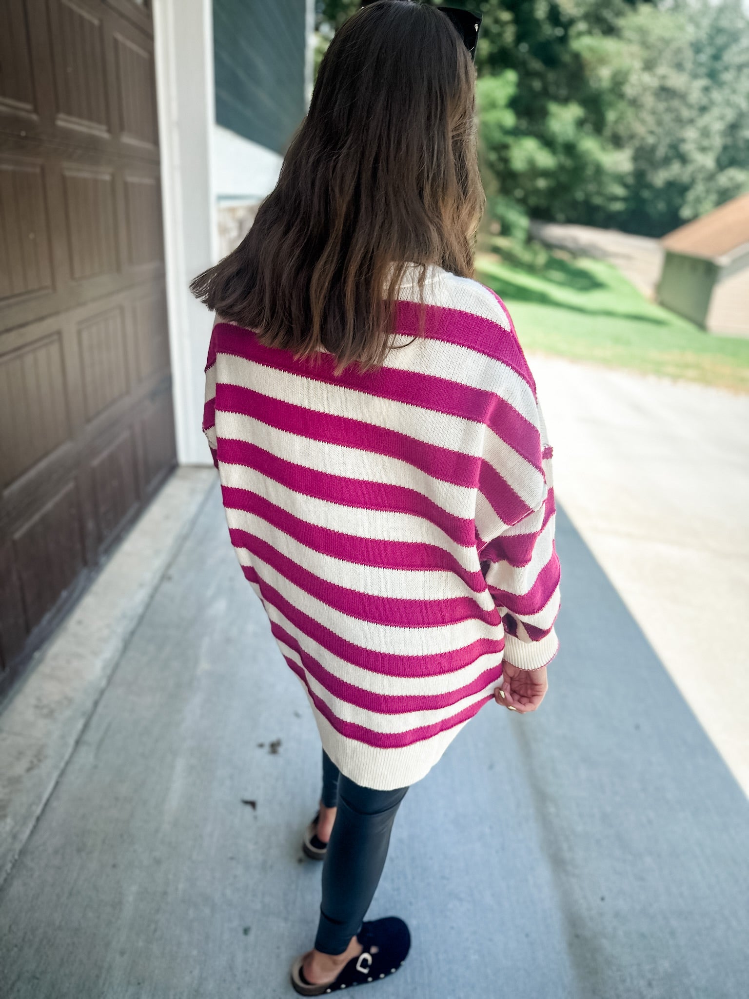 Urban Stripe Sweater - Magenta