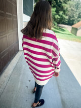 Urban Stripe Sweater - Magenta FINAL SALE