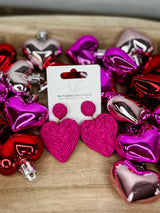 Candy Hearts Earrings - Fuschia