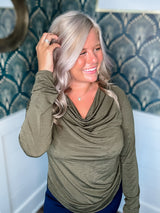 Fall Retreat Top - Olive FINAL SALE