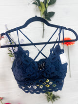 Crochet Lace Bralette - Navy