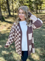 Cozy Checks Cardi - Mocha FINAL SALE