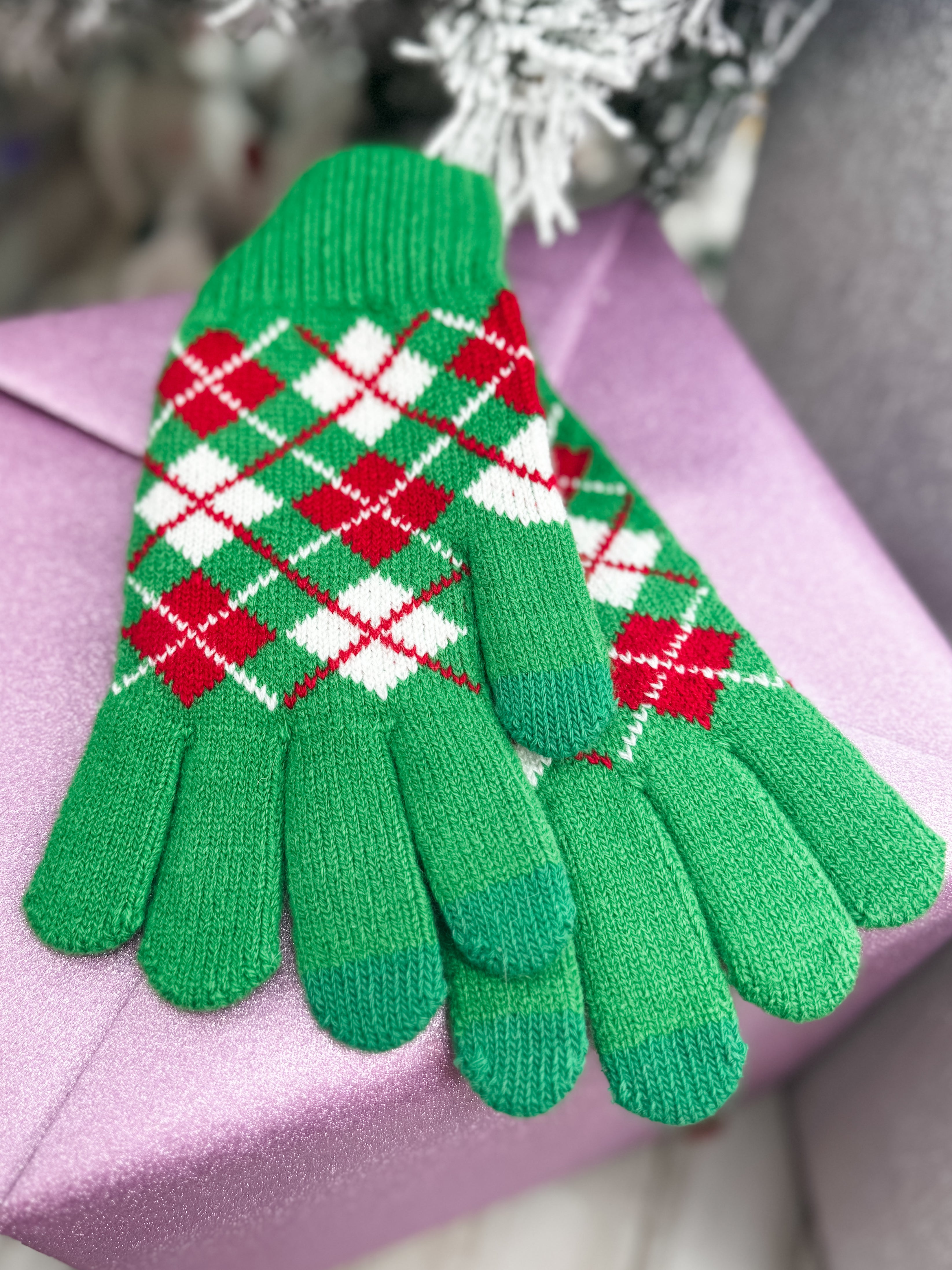 Argyle Touch Smart Gloves - Green