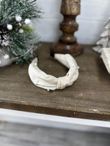 Pearl Bow Headband - Beige