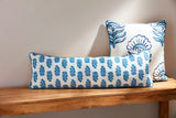 Mud Pie Blue Block Print Lumbar Pillow