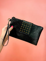 Riviera Maya Rivet Clutch Bag - Black