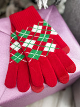 Argyle Touch Smart Gloves - Red