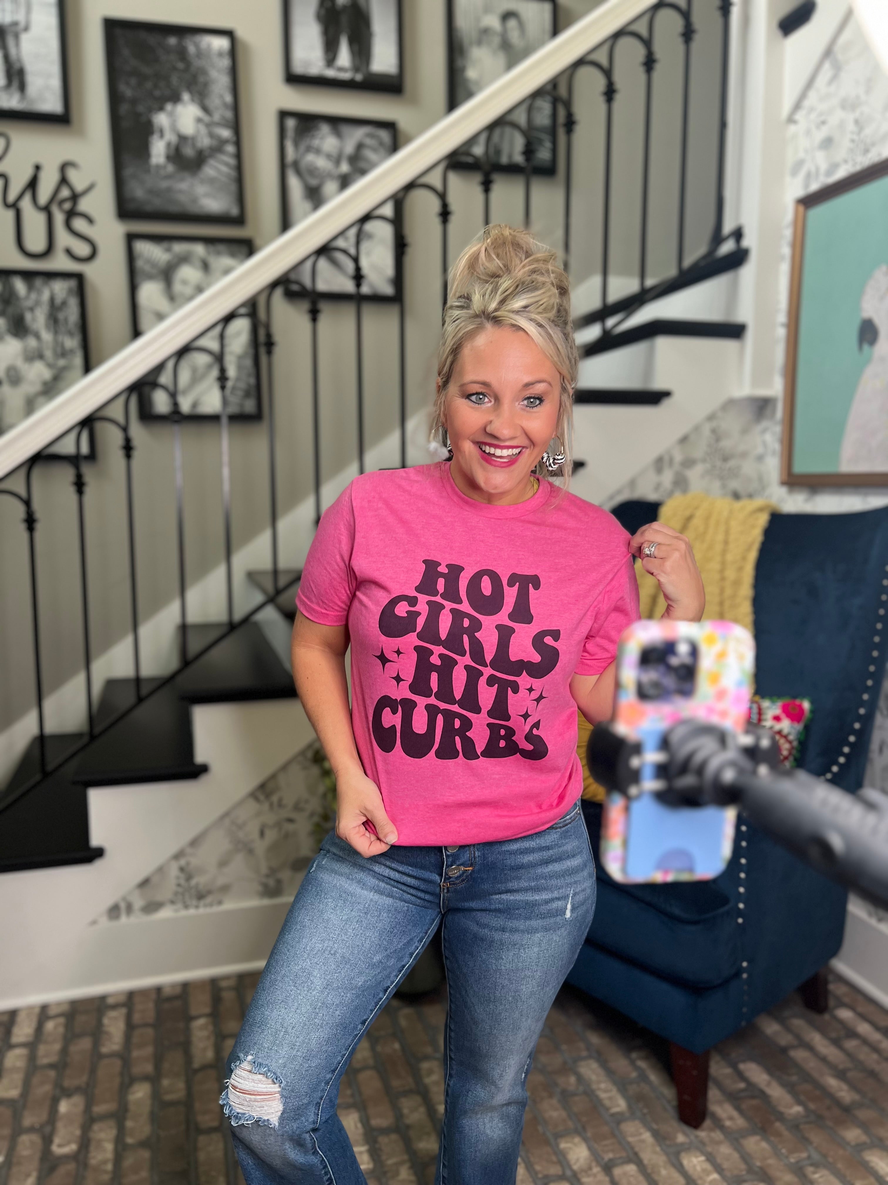 "HOT GIRLS HIT CURBS" Graphic Tee