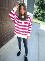 Urban Stripe Sweater - Magenta FINAL SALE