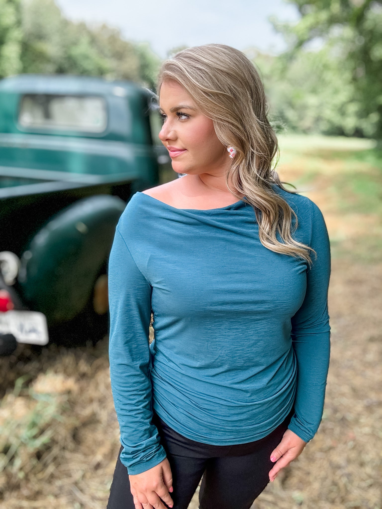 Fall Retreat Top - Teal FINAL SALE