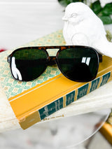 Aviator Sunglasses - Tortoise With Black Lenses