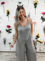 Spending PTO Jumpsuit - Light Grey