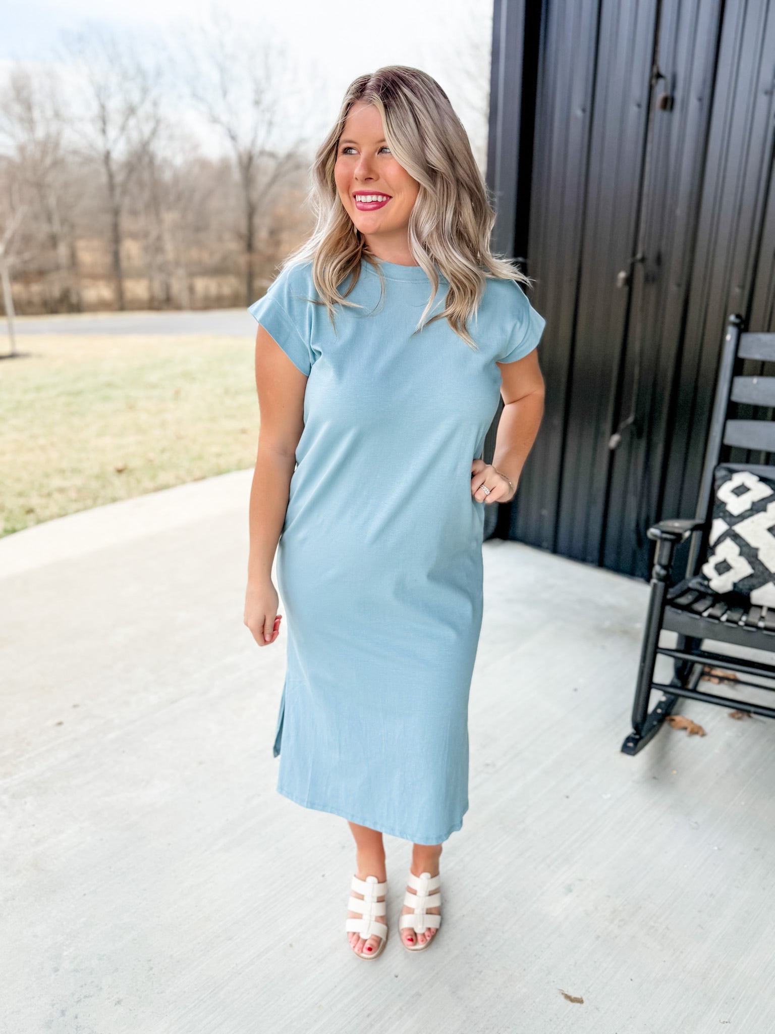 Find Your Voice Dress - Blue Grey