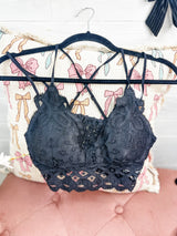 Crochet Lace Bralette - Black