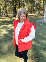 Ruffle & Rise Vest - Orange