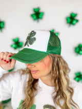 Sparkle Clover Trucker Hat