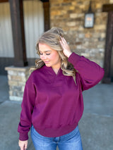 Serene Shores Sweatshirt - Wine FINAL SALE