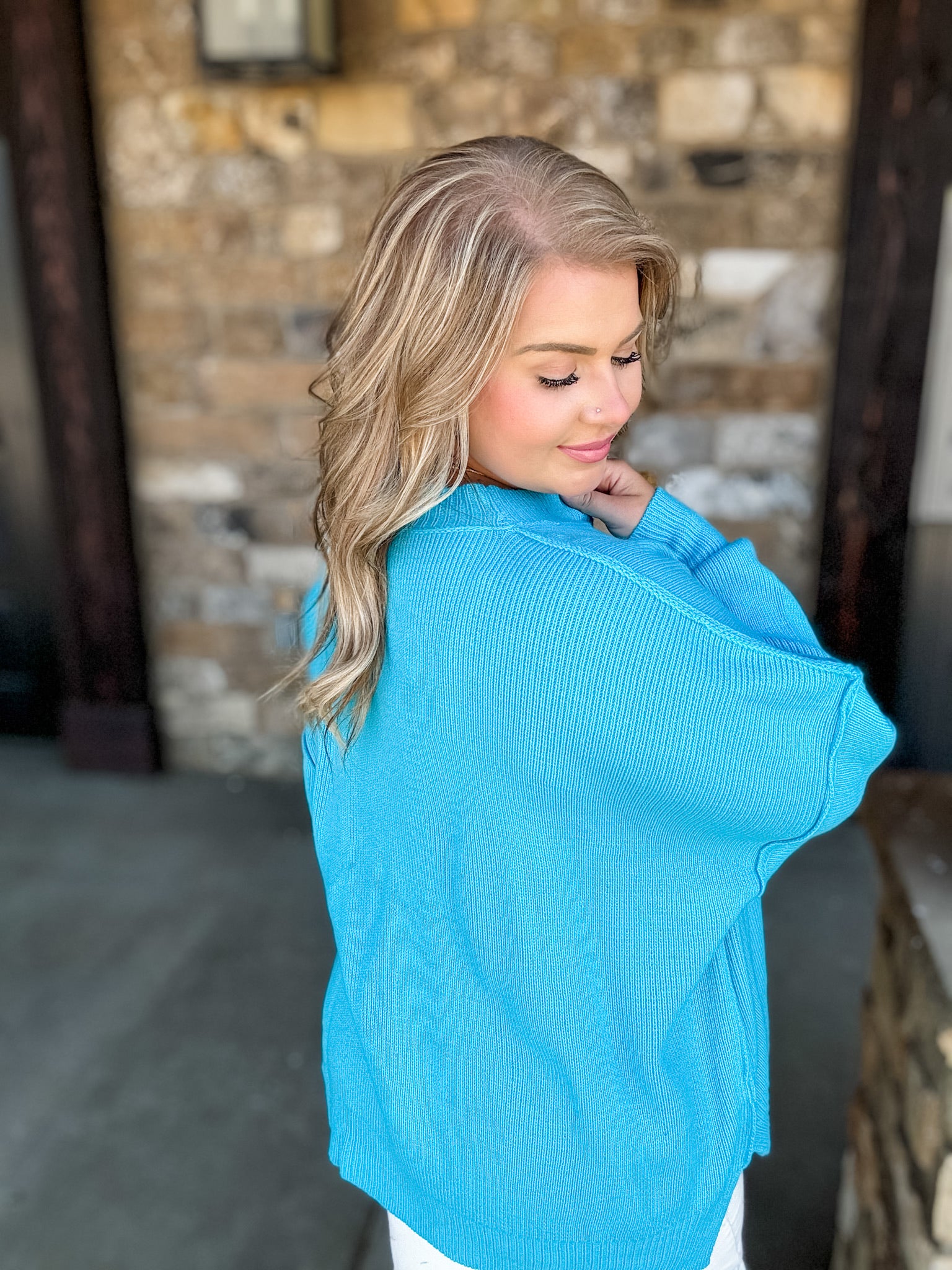 Embrace Today Sweater - Aqua FINAL SALE