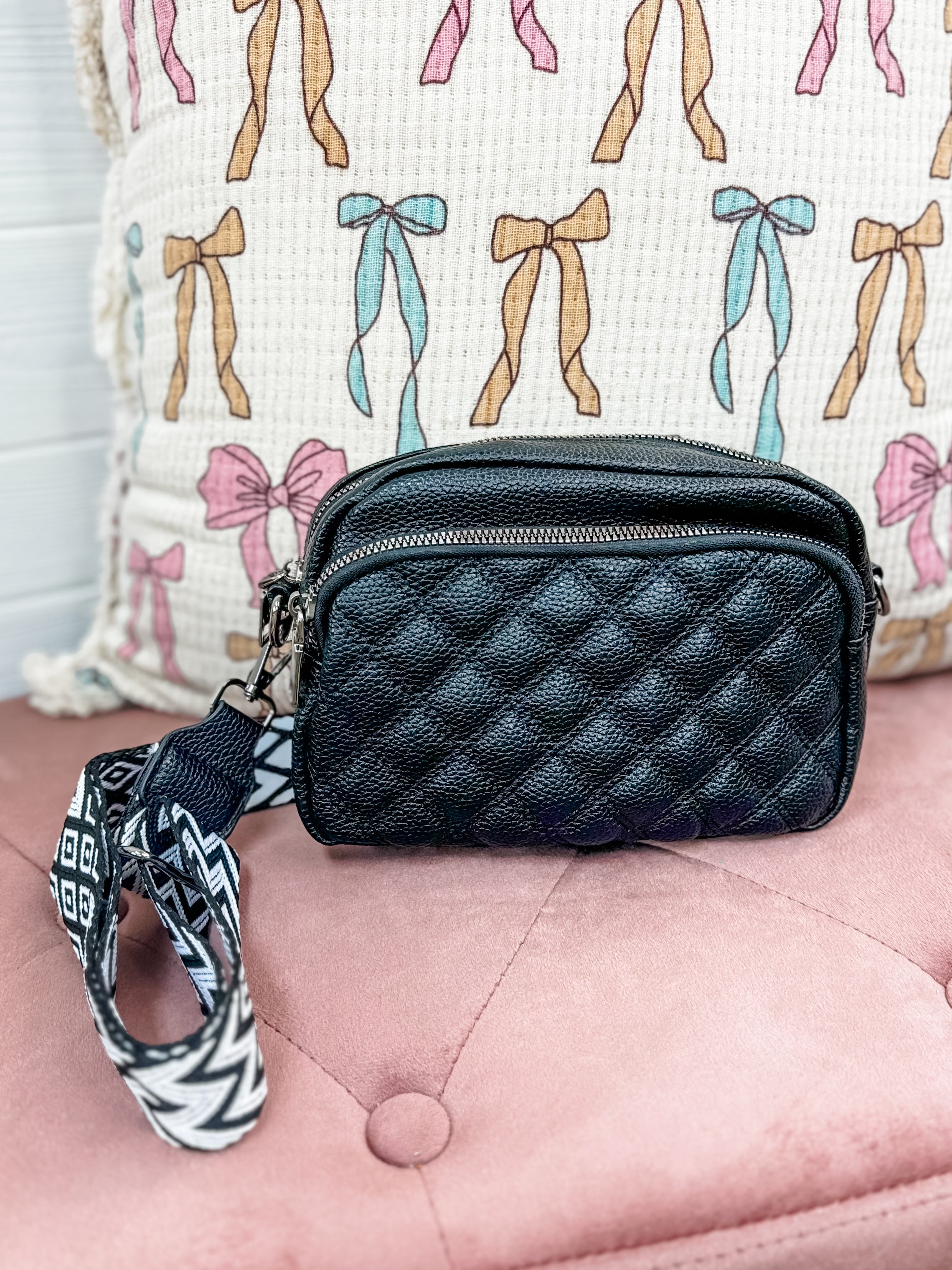 Quilted Crossbody Bag - Black