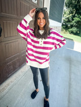 Urban Stripe Sweater - Magenta