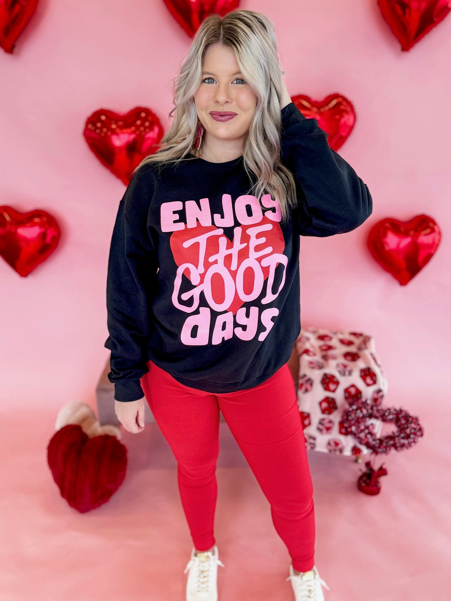 Enjoy The Good Days Valentine Graphic Sweatshirt