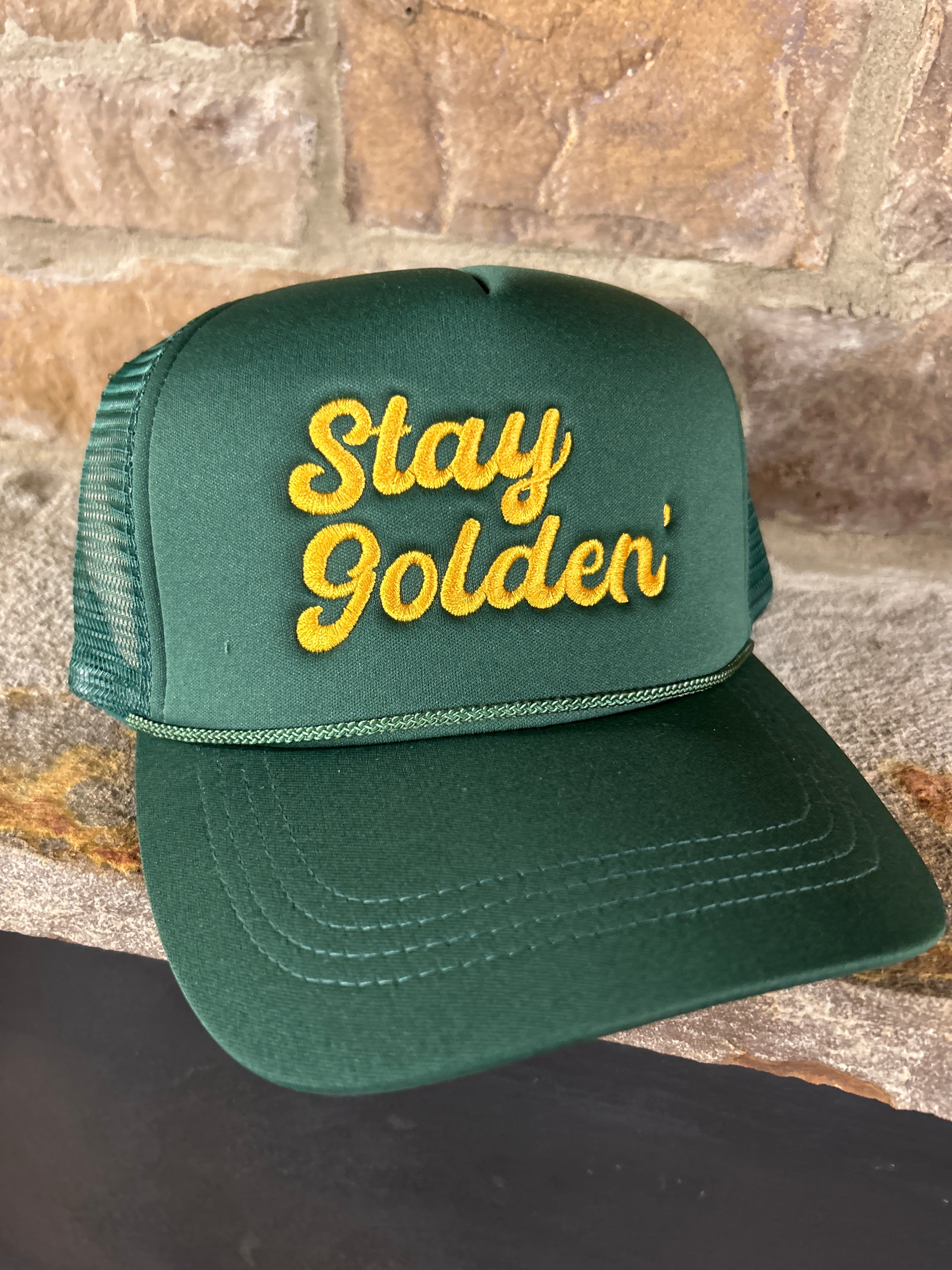 Stay Golden Trucker Hat - Green FINAL SALE