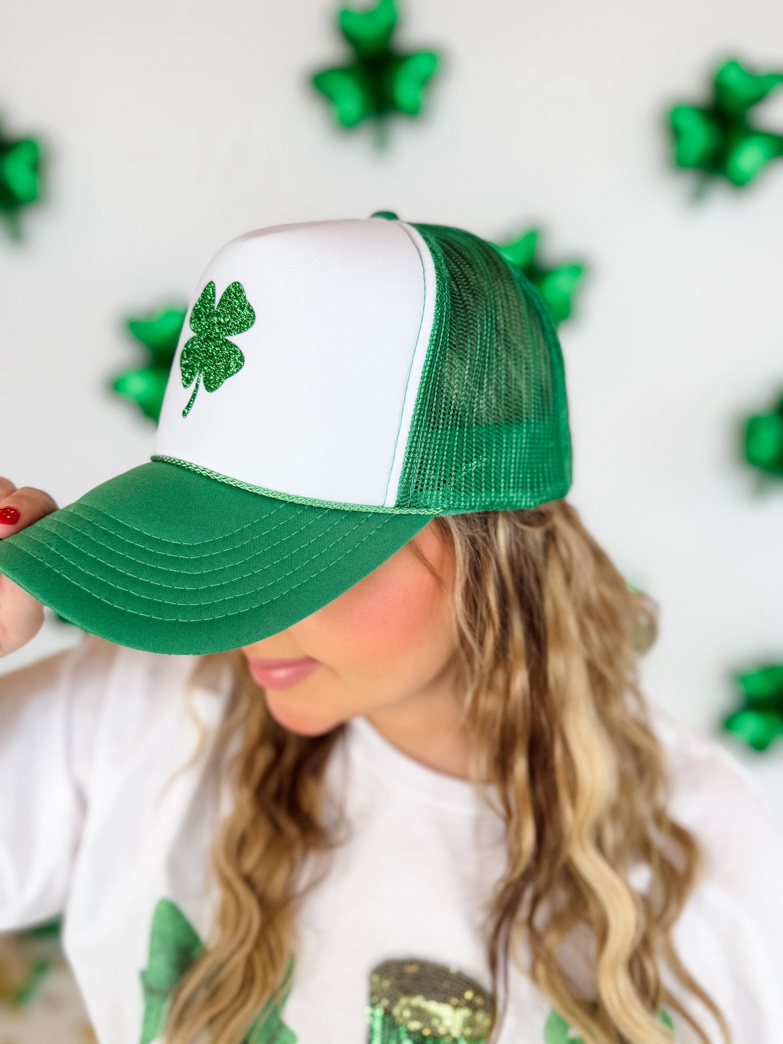 Glitter Shamrock Trucker Hat