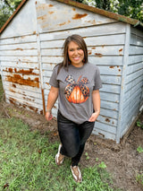 Bow Pumpkin Graphic Tee - Charcoal