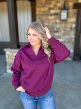 Serene Shores Sweatshirt - Wine FINAL SALE