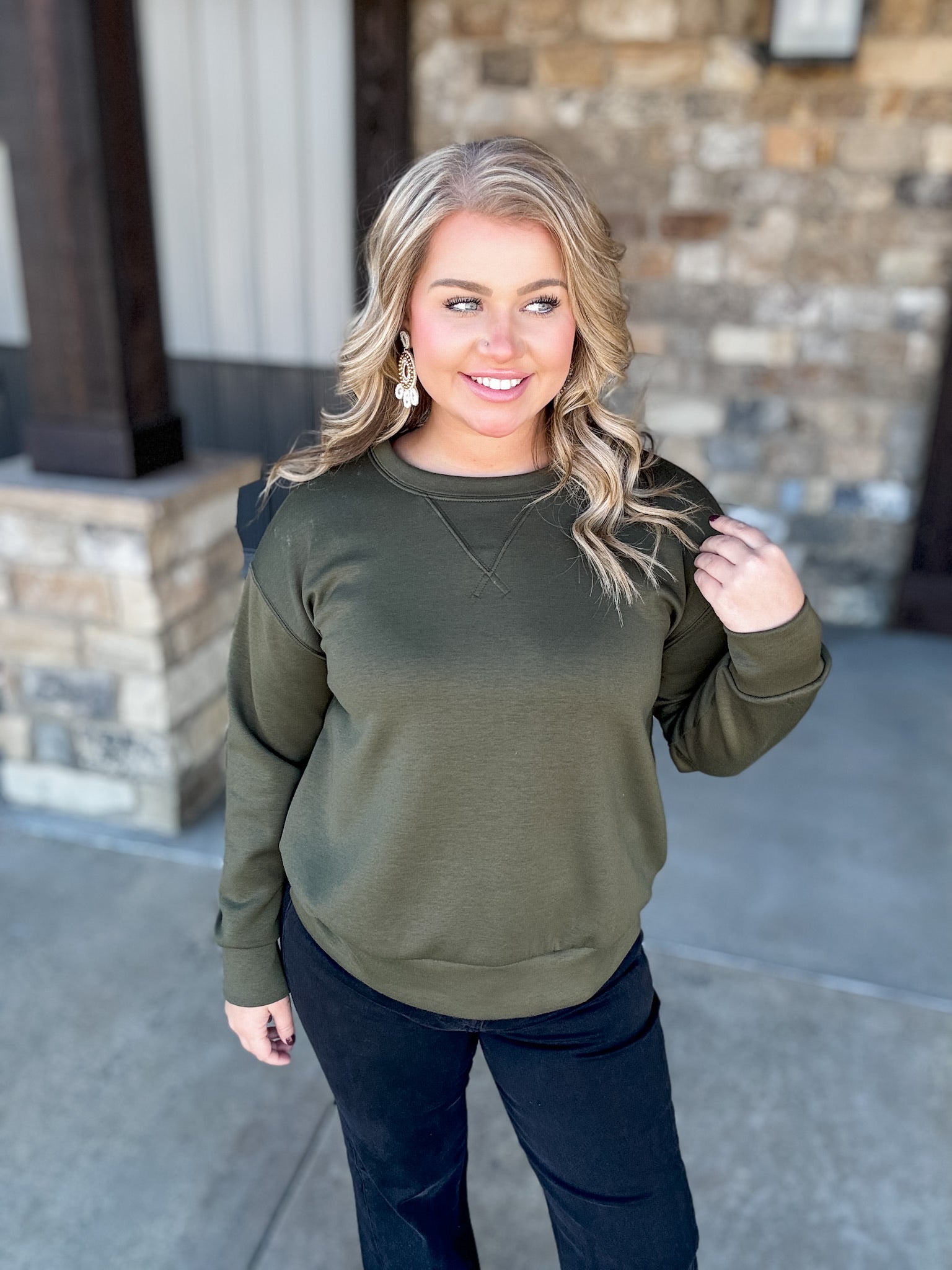 City Lights Top - Olive