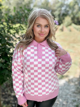 Checkered Button Sweater