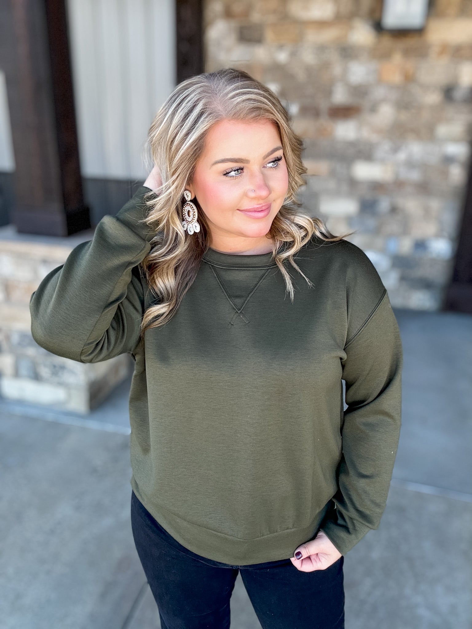 City Lights Top - Olive