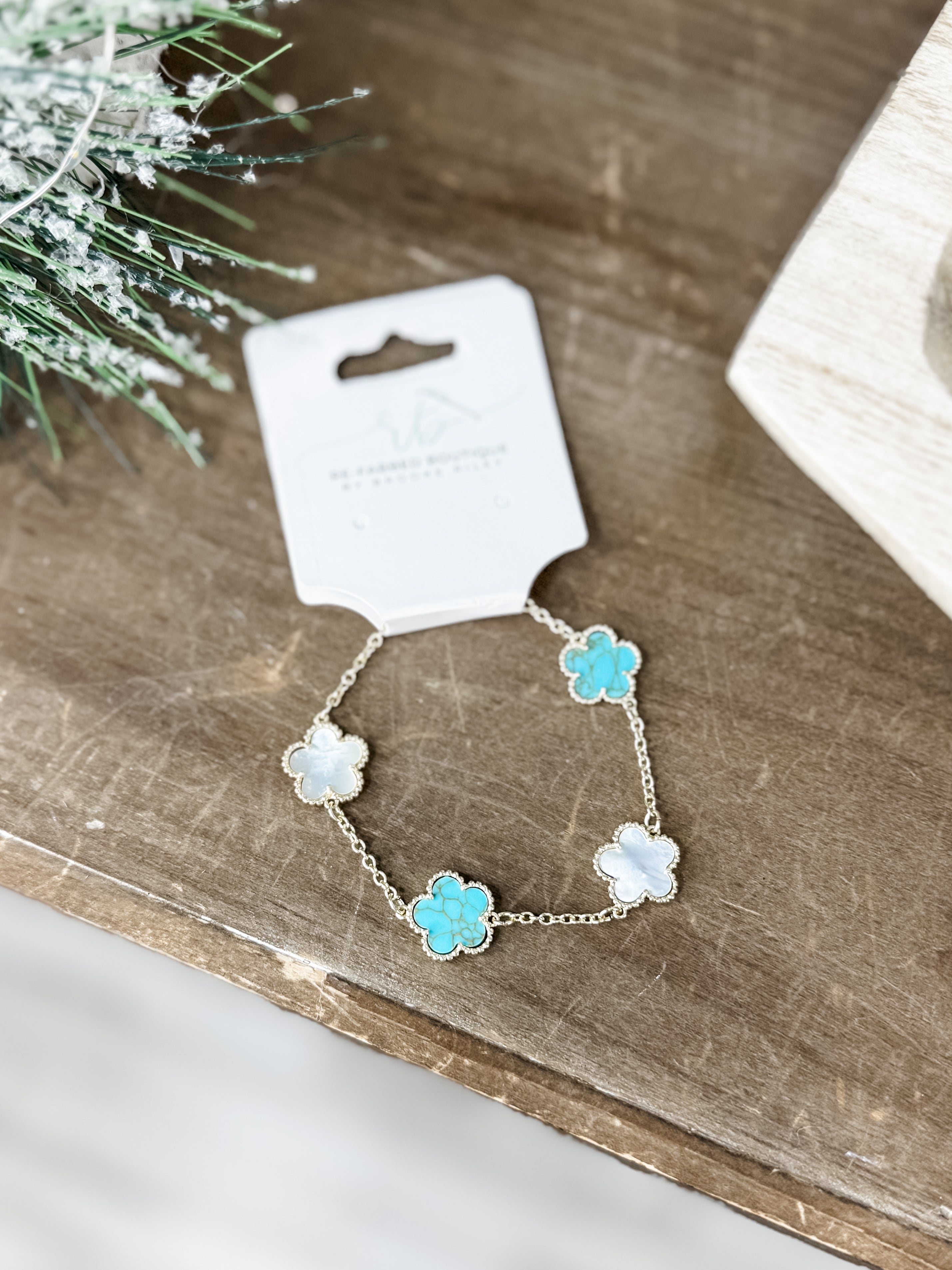 Fortune Clover Bracelet - Aqua