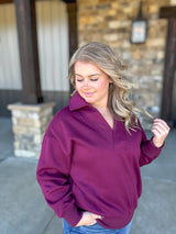 Serene Shores Sweatshirt - Wine FINAL SALE