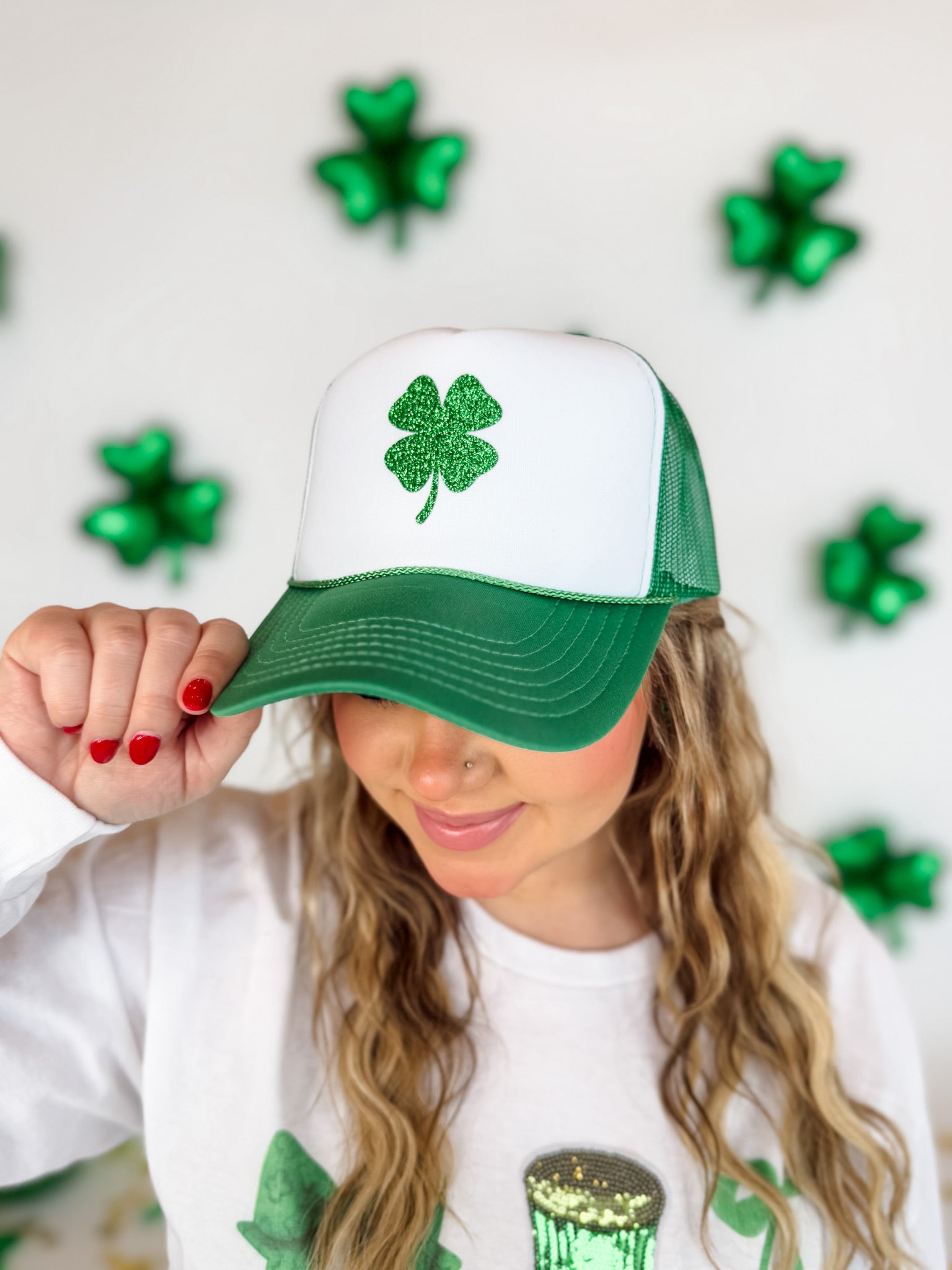 Glitter Shamrock Trucker Hat