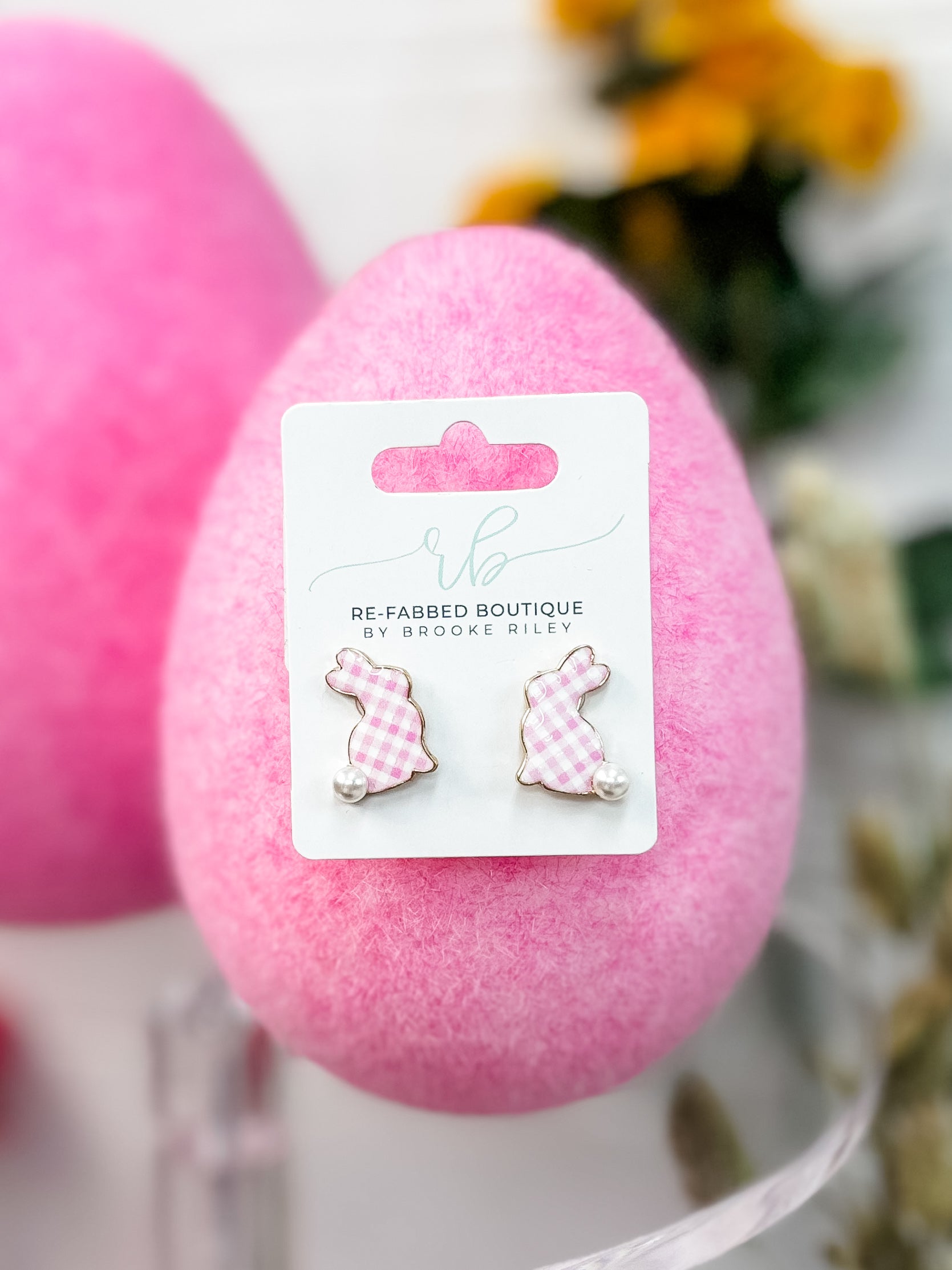 Bunny Hop Earrings - Gingham