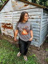 Bow Pumpkin Graphic Tee - Charcoal