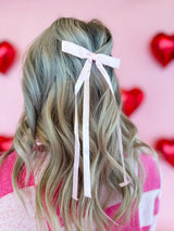 Satin Bow Hair Clip - Pink