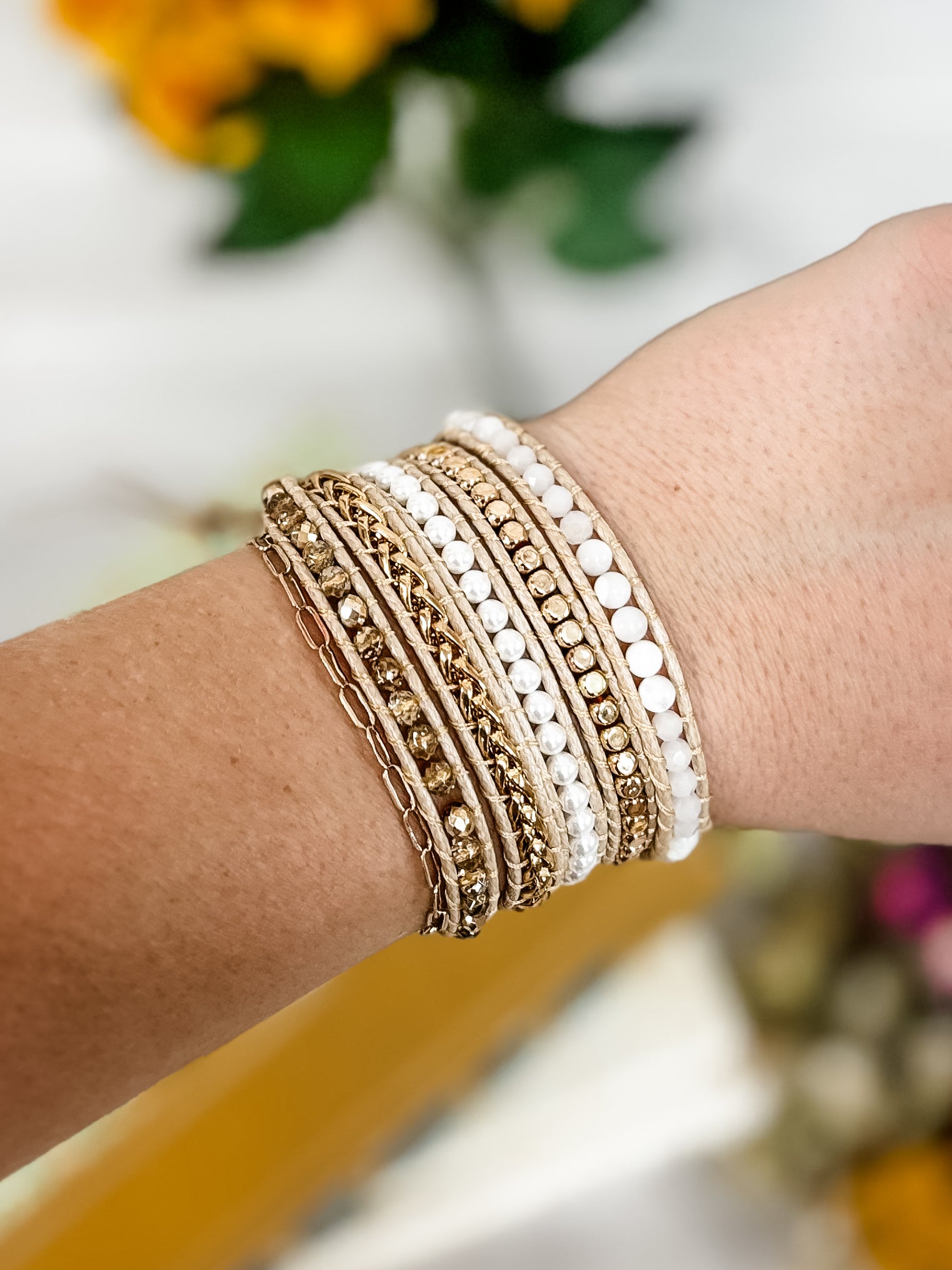 Healing Stone Wrap Bracelet - Gold