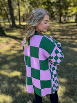 Cozy Checks Cardi - Green