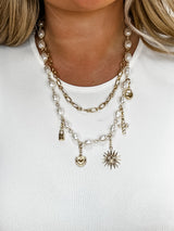 Gold & Pearl Charm Necklace