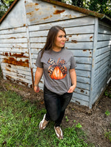 Bow Pumpkin Graphic Tee - Charcoal