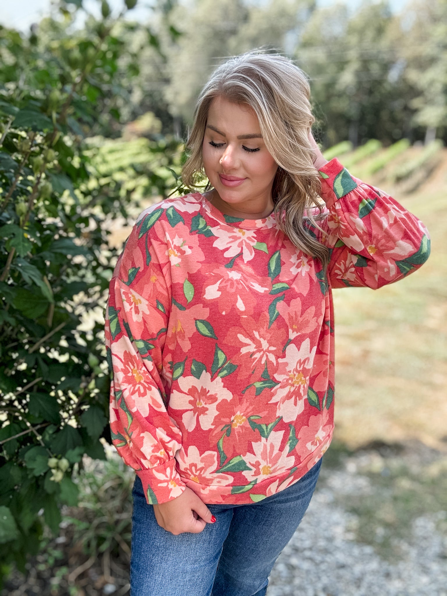 Happy Blossoms Top - Red