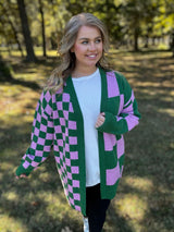 Cozy Checks Cardi - Green