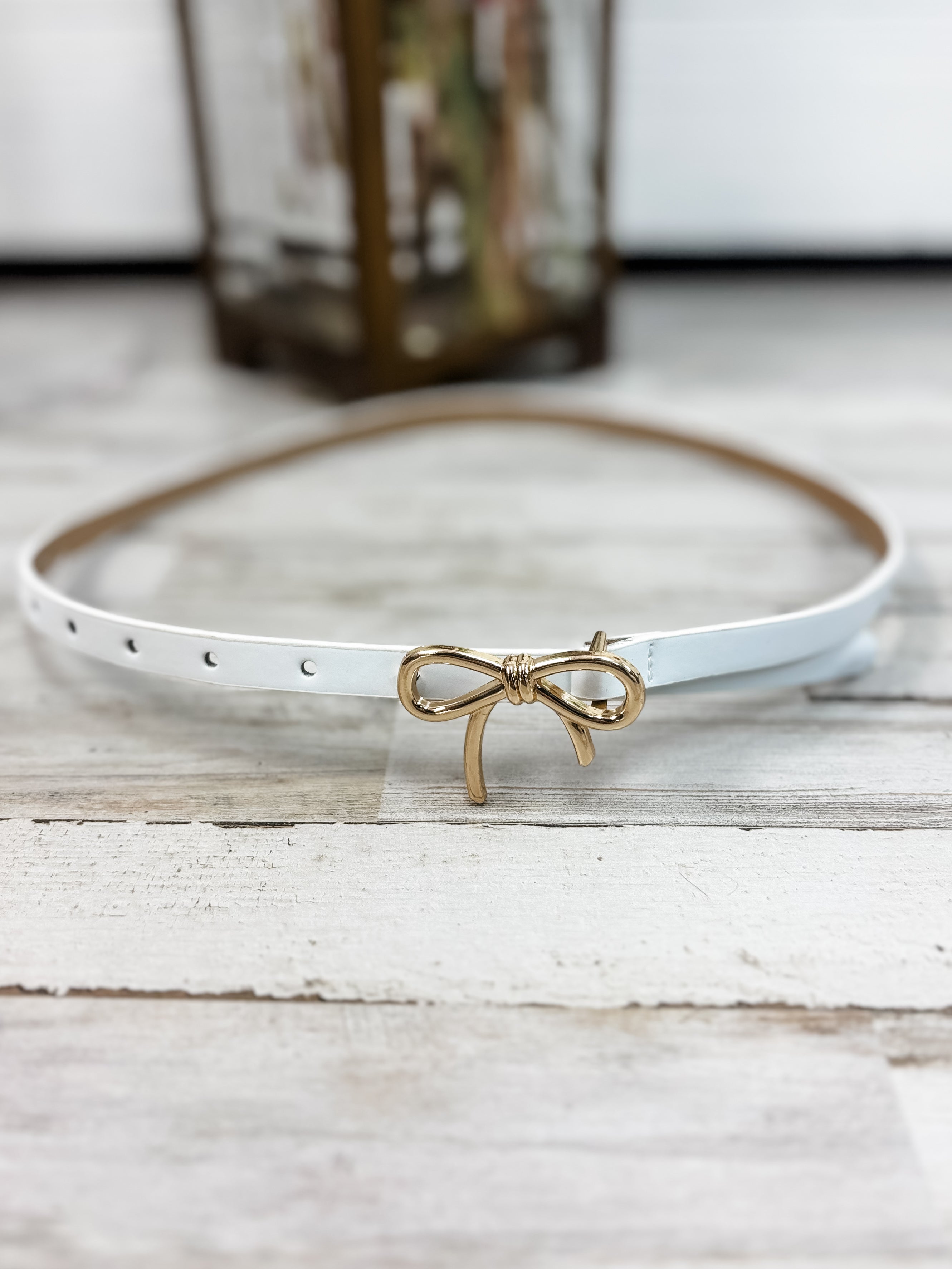 Bow Buckle Belt - White