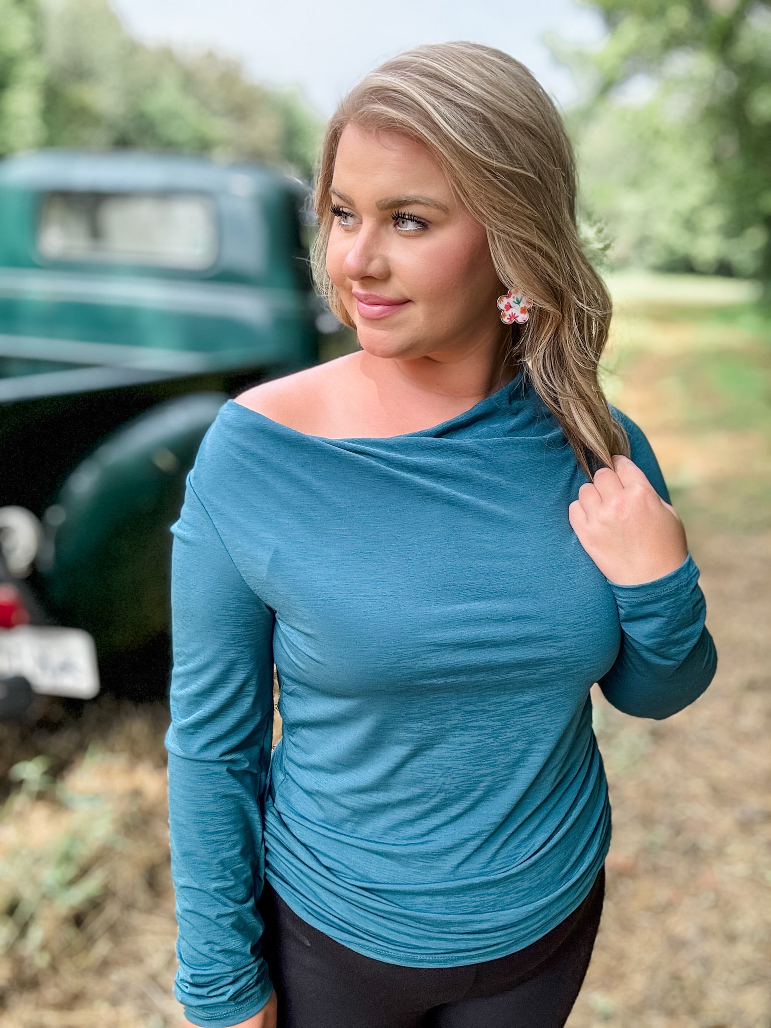 Fall Retreat Top - Teal FINAL SALE