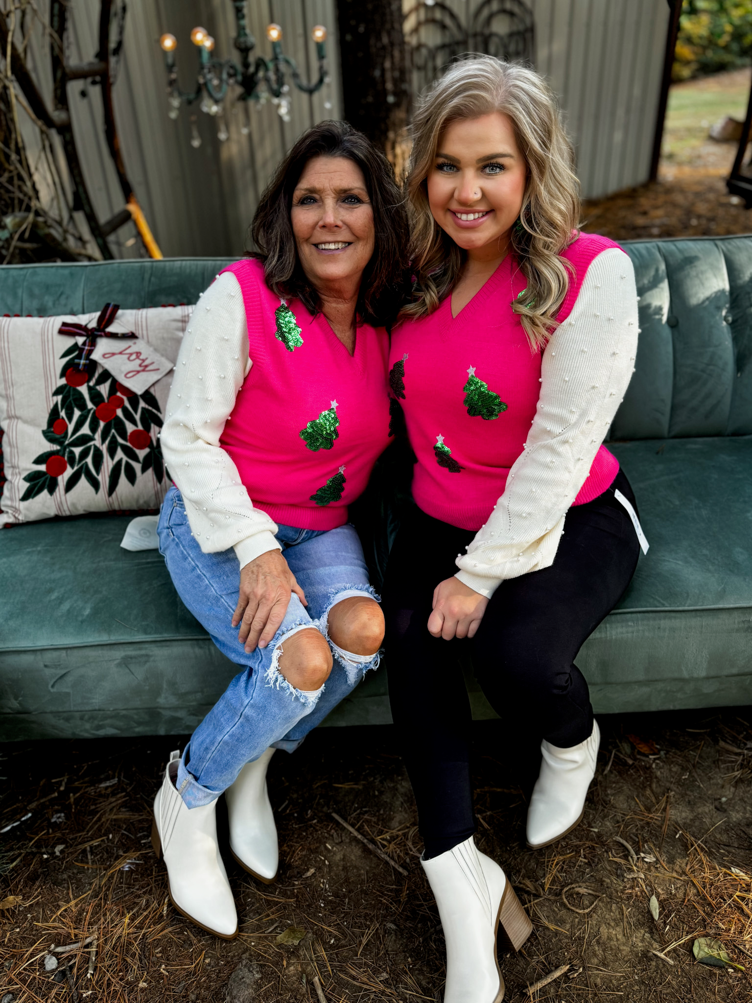 Pink Sequins Tree Sweater Vest FINAL SALE